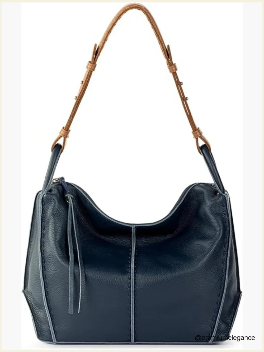 Large Leather Hobo Purse with Zipper Pocket - Everyday & Travel Bag